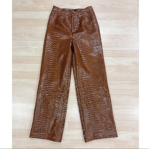 NastyGal Faux Croc Wide Leg Pants- Never Worn